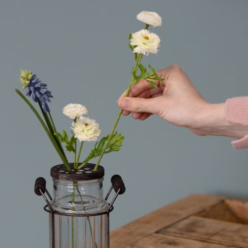 daiktų Stiklinis butelis metaliniame krepšelyje, idealiai tinka dekoratyviniams akcentams svetainėje, 20 cm