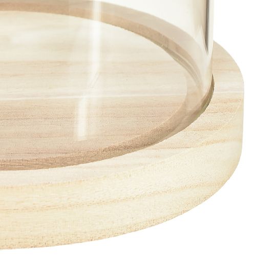 daiktų Stiklo sąramos stiklo varpas su pagrindu skaidraus medžio Ø14cm H28,5cm