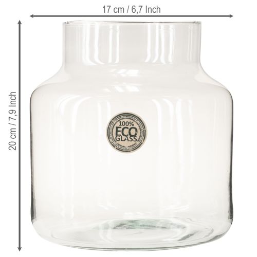 daiktų Stiklinė vaza, apvali, didelė, 100 % perdirbto stiklo, H20, Ø17 cm