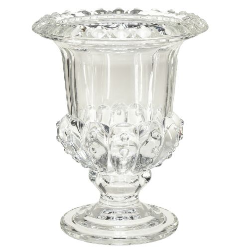 daiktų Vintažinio stiklo vaza puodelio dizaino – skaidri, 16x20 cm – elegantiška stalo puošmena