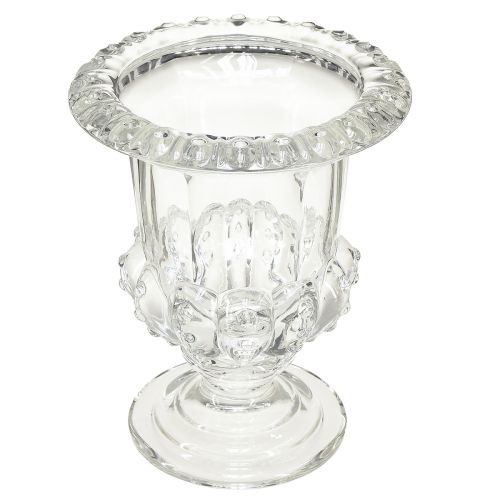 daiktų Vintažinio stiklo vaza puodelio dizaino – skaidri, 16x20 cm – elegantiška stalo puošmena