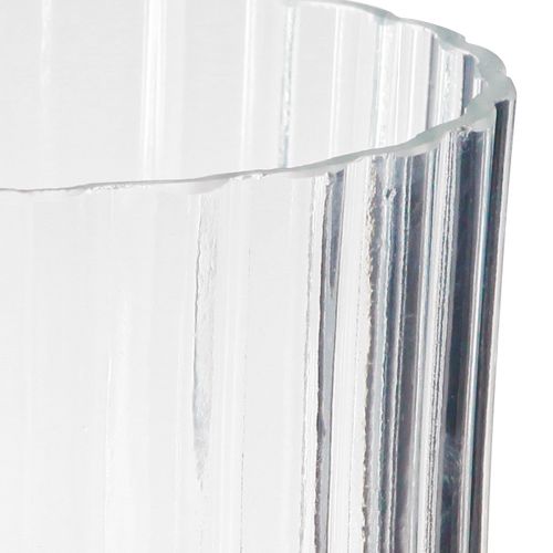 daiktų Stiklinės vazos dekoratyvinės vazos skaidrių griovelių dekoras Ø12cm A19cm 2vnt