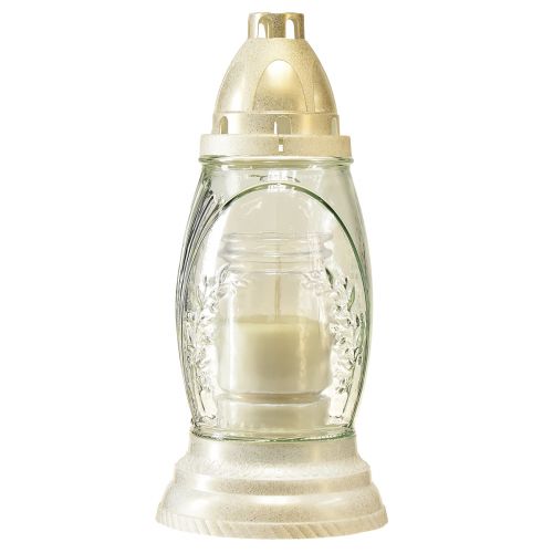 Floristik24 Kapo šviesaus stiklo vaza retro kapo žibintas skaidraus balto aukso Ø11cm H26.5cm