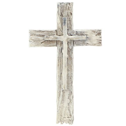 daiktų Kapo puošybos kryžius kaimiškas pilkas baltas poliresinas 12×7cm 6 vnt