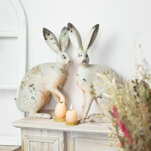 Floristik24 Bunny Sitting Vintage Gold Beige Stalo puošmena Velykos H35,5cm 2vnt