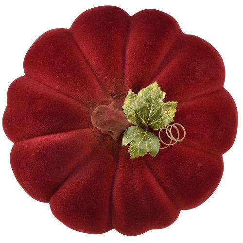 daiktų Rudens puošmena moliūgų flokuota raudona bordo - moliūgų puošmena unikaliai rudens atmosferai 32cm
