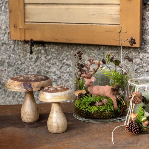 daiktų Medinė grybų puošmena grybų medžio dekoracija natūrali rudens puošmena Ø15cm H14,5cm