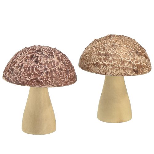 daiktų Mediniai grybai dekoratyviniai grybai stalo puošmena rudeniniai rudi natūralūs 5×6cm 8 vnt