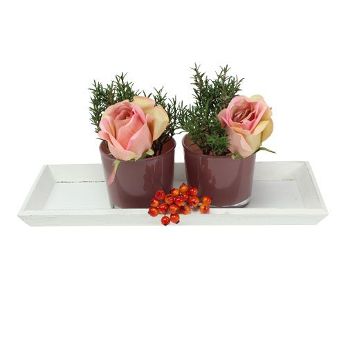Floristik24 Medinis padėklas baltas 39cm x 15cm