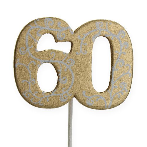 Floristik24 Skaičius &quot;60&quot; klijuoti medinį auksą 36vnt