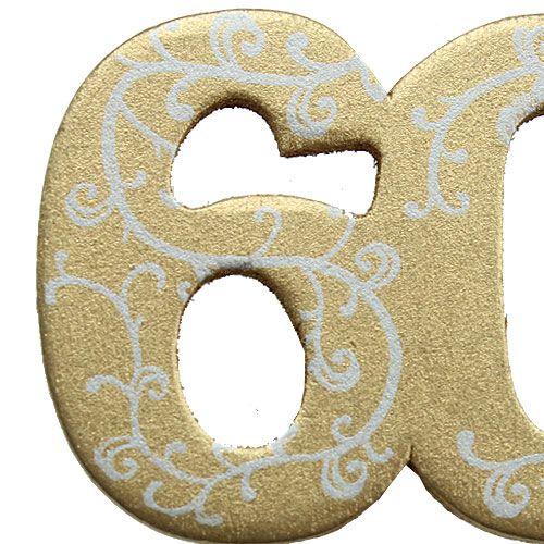Floristik24 Skaičius &quot;60&quot; klijuoti medinį auksą 36vnt
