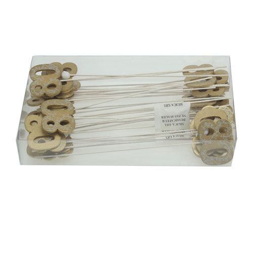 Floristik24 Jubiliejinis numeris "80" ant pagaliuko medžio, aukso 36 vnt