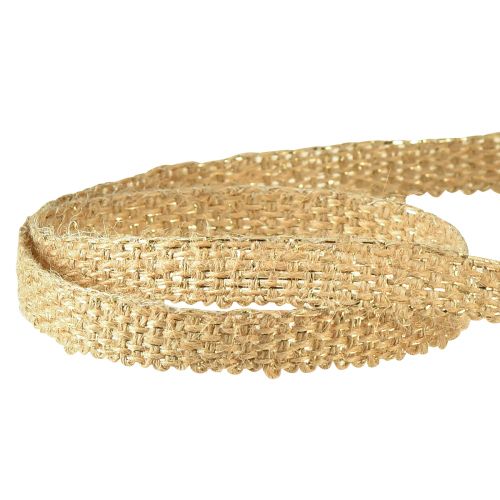 daiktų Džiuto juostelė Kaimiška dekoratyvinė juostelė Džiuto Natural Gold 12mm 10m