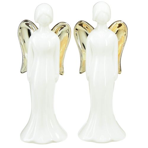 daiktų Angelų figūrėlės keraminės angelo baltojo aukso 6cmx5cmx15cm 2vnt