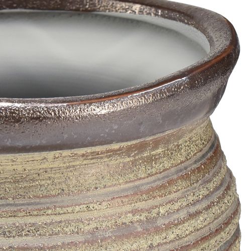 daiktų Keraminė vazoninė dekoratyvinė vaza metalinė pilka ruda 14×14cm