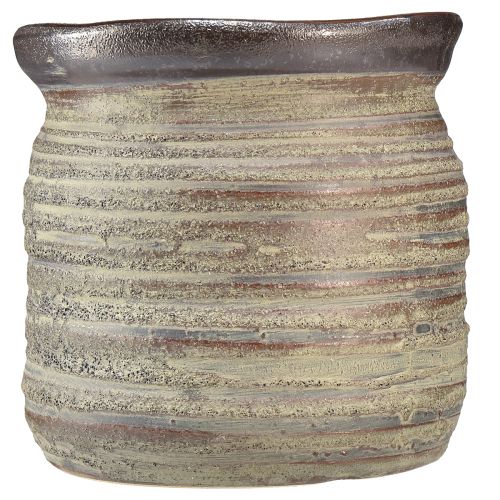 daiktų Keraminė vazoninė dekoratyvinė vaza metalinė pilka ruda 14×14cm