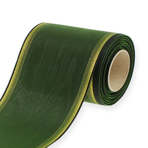 Floristik24 Vainiko juostelė Moiré 125mm, tamsiai žalia