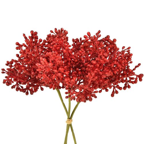 Floristik24 Dirbtinių uogų raudona dekoracija Advento vainikui 32cm 3 vnt