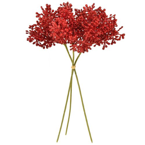 Floristik24 Dirbtinių uogų raudona dekoracija Advento vainikui 32cm 3 vnt