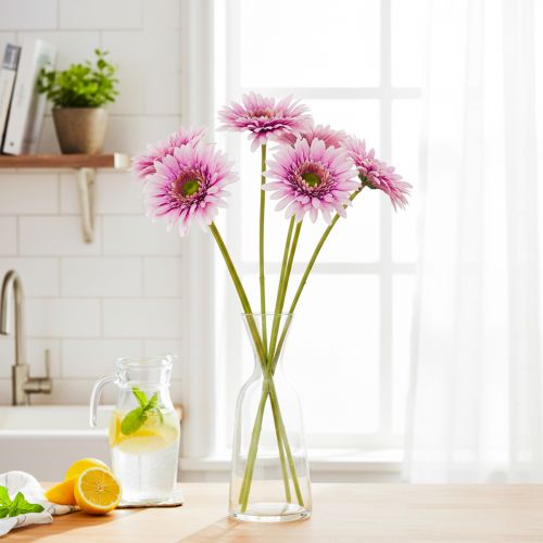Dirbtinės gerberos sodo gėlės, violetinės, 47 cm, 6 vnt. | Floristik24.lt