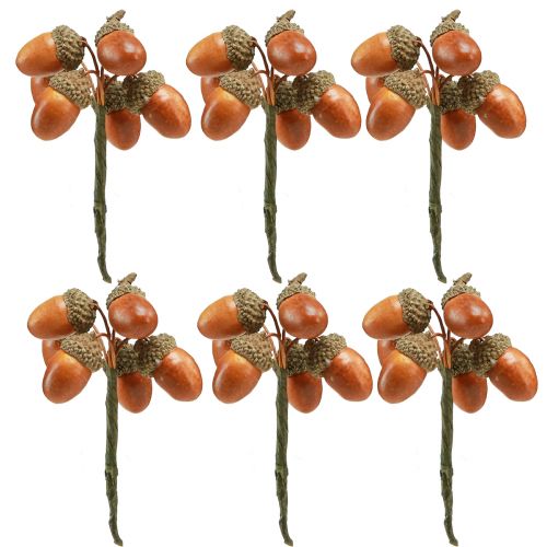 Floristik24 Dirbtinės gilės ant vielos dekoravimui rudens vainikui 3cm 6 vnt