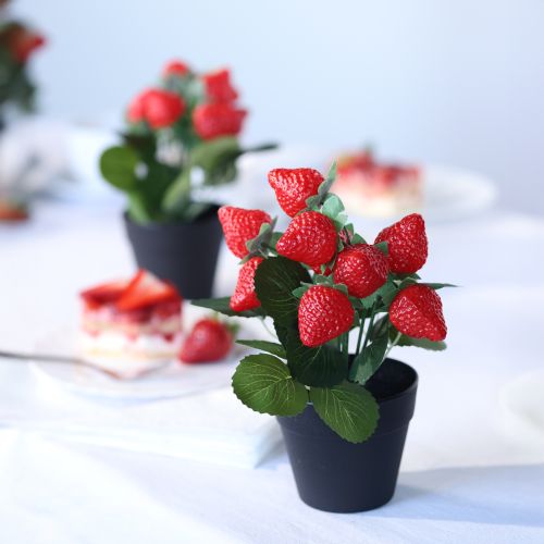 Floristik24 Dirbtinis braškių augalas vazone, dirbtinis augalas 19 cm