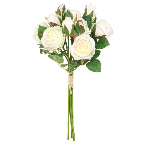 daiktų Dirbtinės rožės Dirbtinių gėlių kekė Kremas 36cm 12vnt