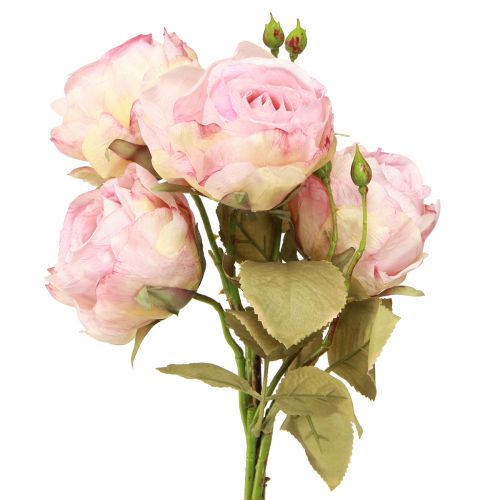 Floristik24 Dirbtinės rožės Dirbtinės rožės šilkinės gėlės rožinės L44cm 4 vnt