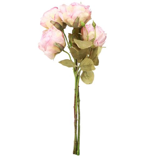 daiktų Dirbtinės rožės Dirbtinės rožės šilkinės gėlės rožinės L44cm 4 vnt