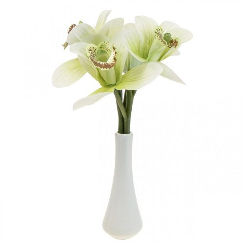 Floristik24 Dirbtinės orchidėjų dirbtinės gėlės vazoje balta/žalia 28cm