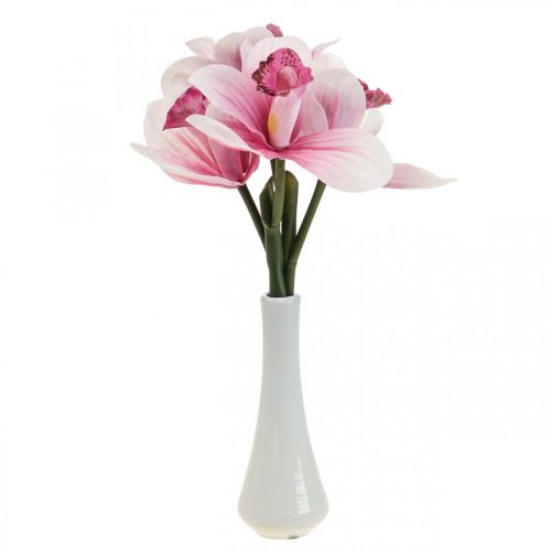 Dirbtinės orchidėjų dirbtinės gėlės vazoje balta/rožinė 28cm