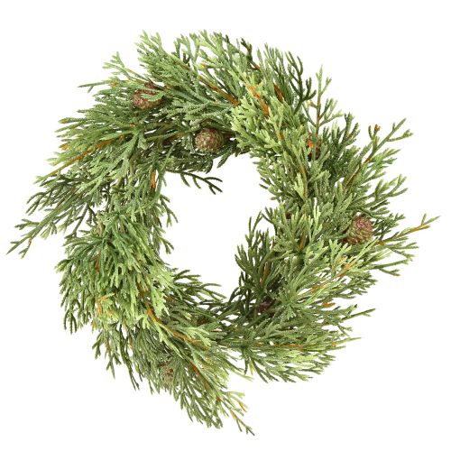 Floristik24 Mažas žalios eglės vainikas su dirbtiniais kūgiais Ø24cm