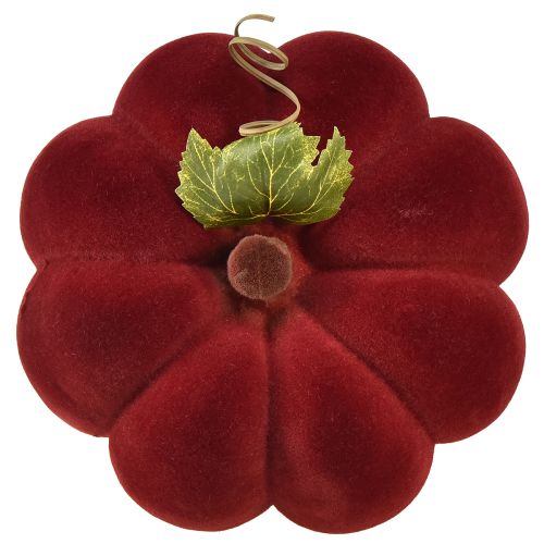 daiktų Moliūgų dekoravimas flokuotas moliūgas raudonas bordo aksominis vaizdas 20cm 2vnt