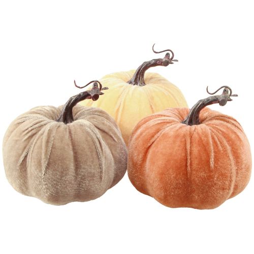 daiktų Moliūgų puošmena rudeninė geltona ruda oranžinė Ø13cm H11,5cm 3 vnt