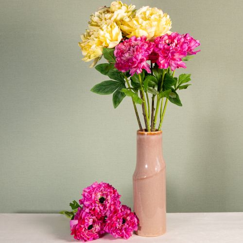 daiktų Dirbtinis bijūnas su dideliais žiedais nesenstančiam gėlių interjero dizainui, 60 cm, 3 vnt.