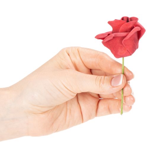 Dirbtinė raudona rožė su koteliu, 5 cm, 100 vnt. | Floristik24.lt