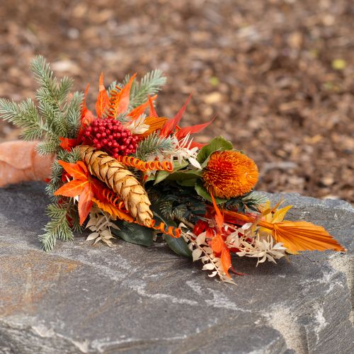 daiktų Dirbtinės gėlės, banksija, Proteaceae oranžinės spalvos, ilgis 58 cm, aukštis 6 cm, 3 vnt.