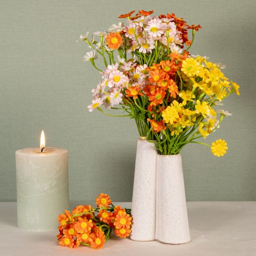 daiktų Dirbtinių ramunėlių gėlių puokštė atmosferinei sezoninei dekoracijai, 27 cm, 3 vnt.