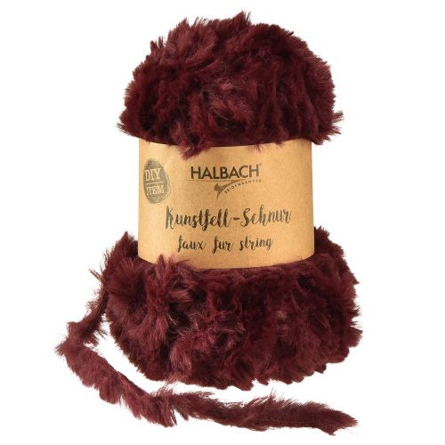 daiktų Dirbtinio kailio virvelė, pūkuotas dekoratyvinis virvelė, bordo, 50g, 30m