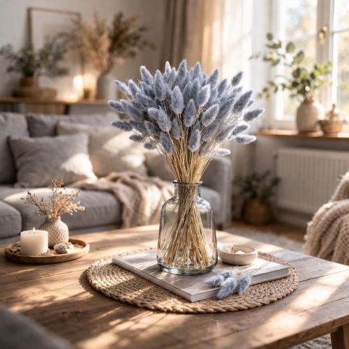 daiktų Džiovintos pilkosios kiškio žolės (Lagurus) džiovintų gėlių puokštėms 60 cm 75 g