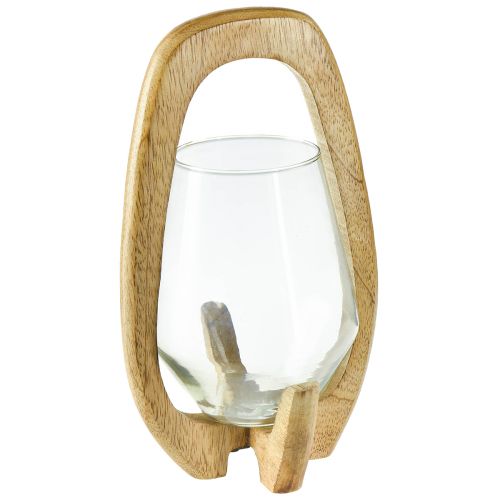 daiktų Žibinto medžio stiklo žibintas dekoratyvinis mango medis natūralus Ø14cm H26cm