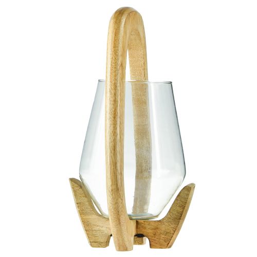 daiktų Žibinto medžio stiklo žibintas dekoratyvinis mango medis natūralus Ø14cm H26cm