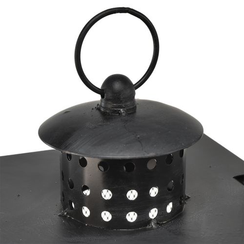 daiktų Didelis metalinis žibintas su vieliniais langais senovinės pilkos spalvos - 19x36x60 cm - dekoratyvinis žibintas su nešimo rankena