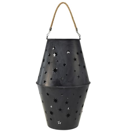 Pakabinamas metalinis antracito žibintas su žvaigždėmis - Ø18,5 cm, aukštis 50 cm - Elegantiškas lauko ir vidaus apšvietimas