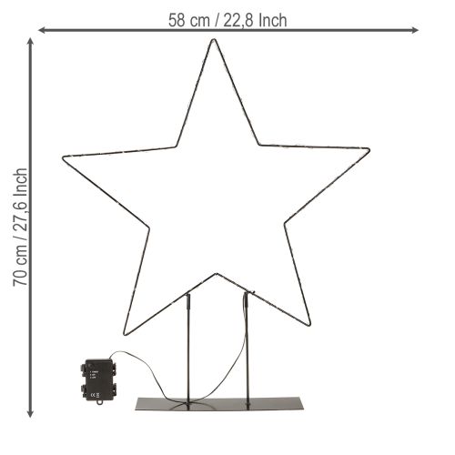 daiktų LED žvaigždės formos pastatomas šviestuvas 150 Micro LED šiltai baltas metalinis Ø58cm