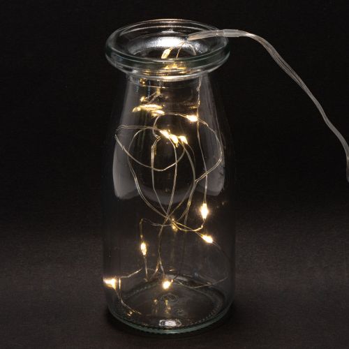 Baterijomis maitinamos lempučių girliandos, skirtos naudoti patalpose, šiltai balta, 10 LED, 1 m ilgio, 6 vnt. | Floristik24.lt