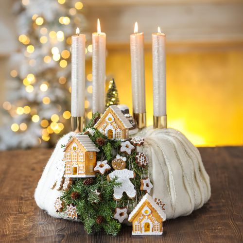 Floristik24 Light house LED meduolių namelis rudai baltas H8/10cm 4vnt