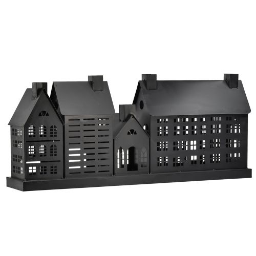 Floristik24 Antracito šviesų nameliai iš metalo 80x15x35 cm – elegantiška stalo puošmena