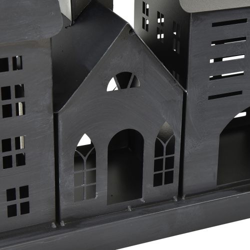 Floristik24 Antracito šviesų nameliai iš metalo 80x15x35 cm – elegantiška stalo puošmena