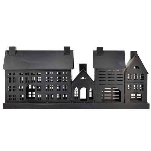 Floristik24 Antracito šviesų nameliai iš metalo 80x15x35 cm – elegantiška stalo puošmena